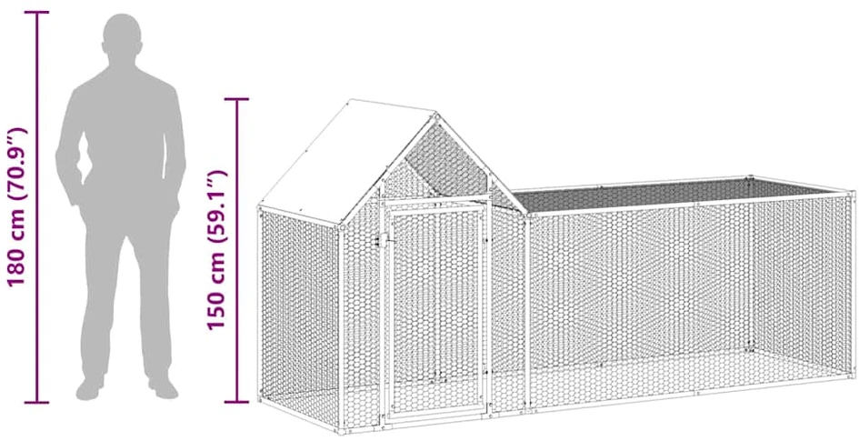 Voljeras viščiukams, 3x1x1,5m, galvanizuotas plienas