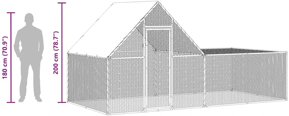 Voljeras viščiukams, 4x2x2m, galvanizuotas plienas
