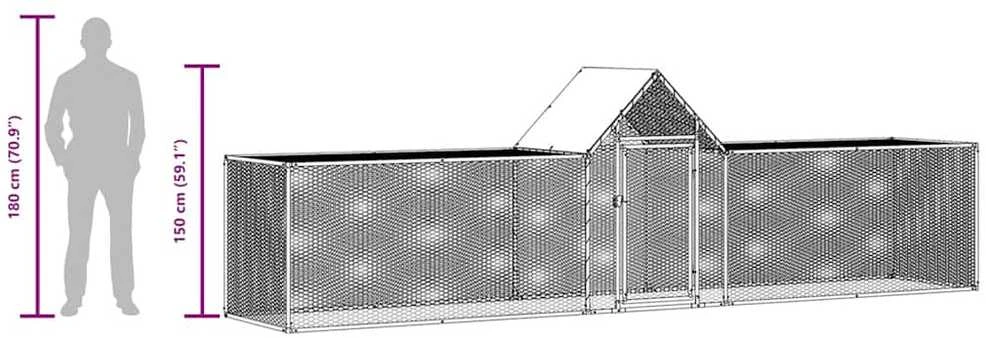 Voljeras viščiukams, 5x1x1,5m, galvanizuotas plienas