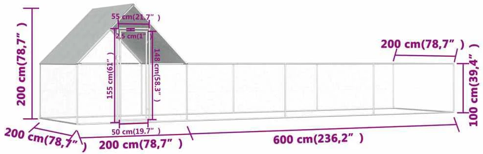 Voljeras viščiukams, 8x2x2m, galvanizuotas plienas