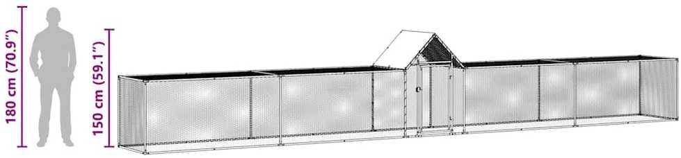 Voljeras viščiukams, 9x1x1,5m, galvanizuotas plienas