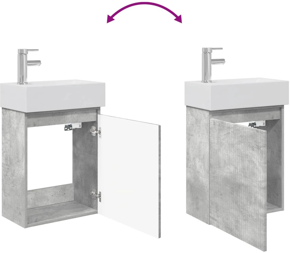 Vonios baldų komplektas su maišytuvu Betono pilka