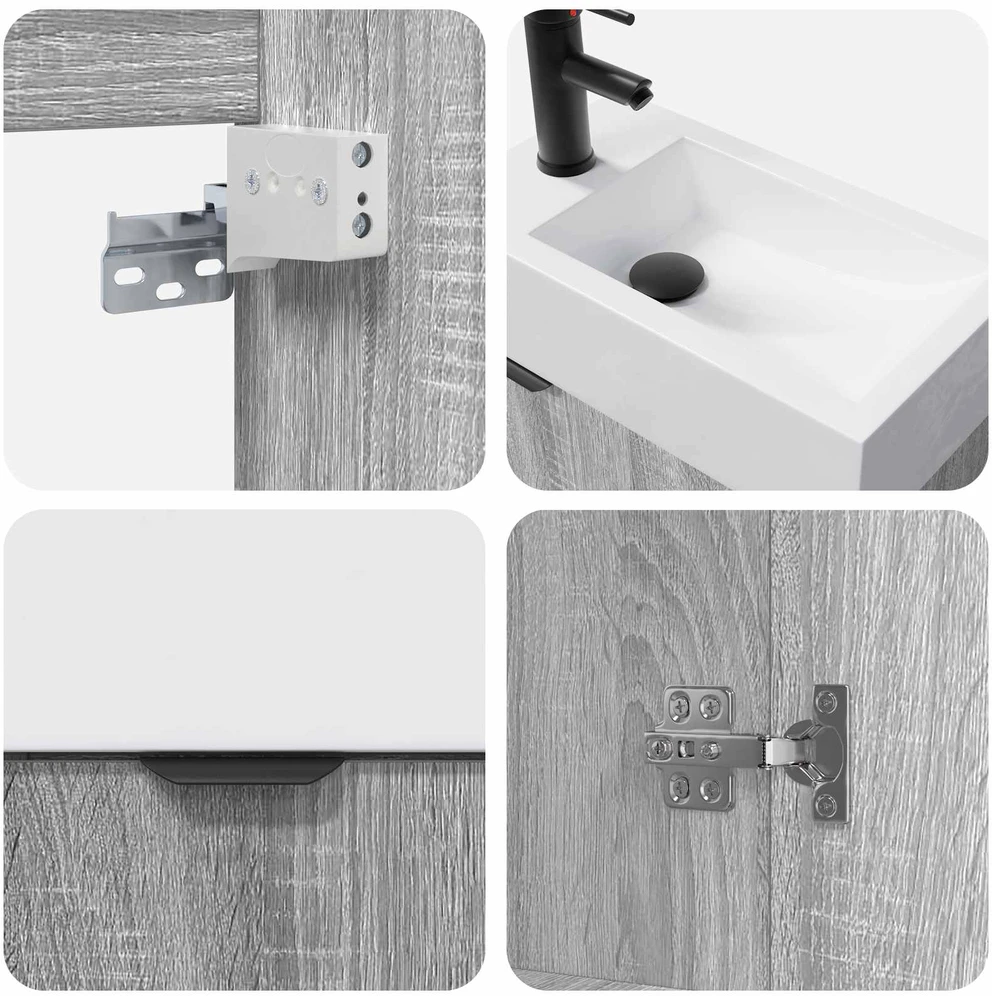 Vonios baldų komplektas su maišytuvu Pilka Sonoma