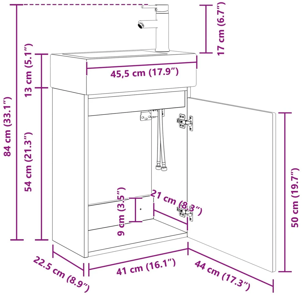 Vonios baldų komplektas su maišytuvu Pilka Sonoma