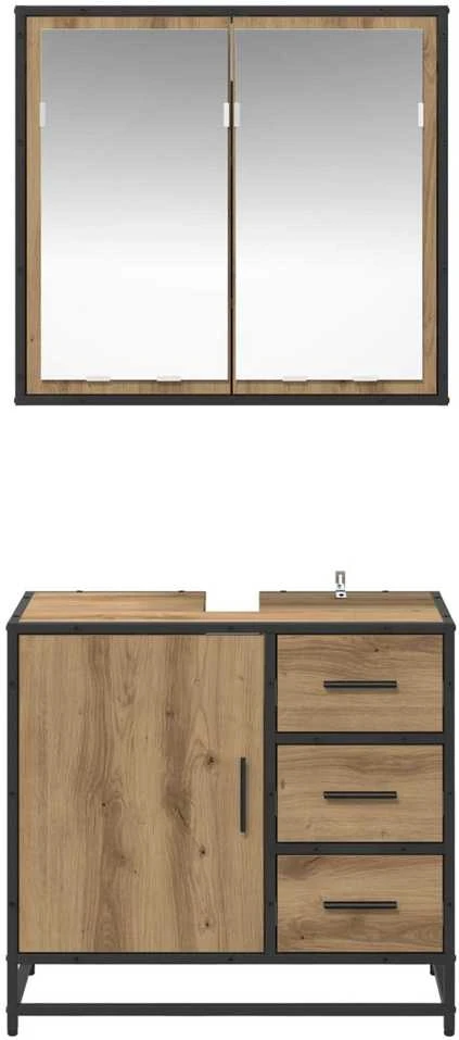 Vonios baldų rinkinys 2 vnt. Amatininkų ąžuolas 65 x 33 x 60 cm