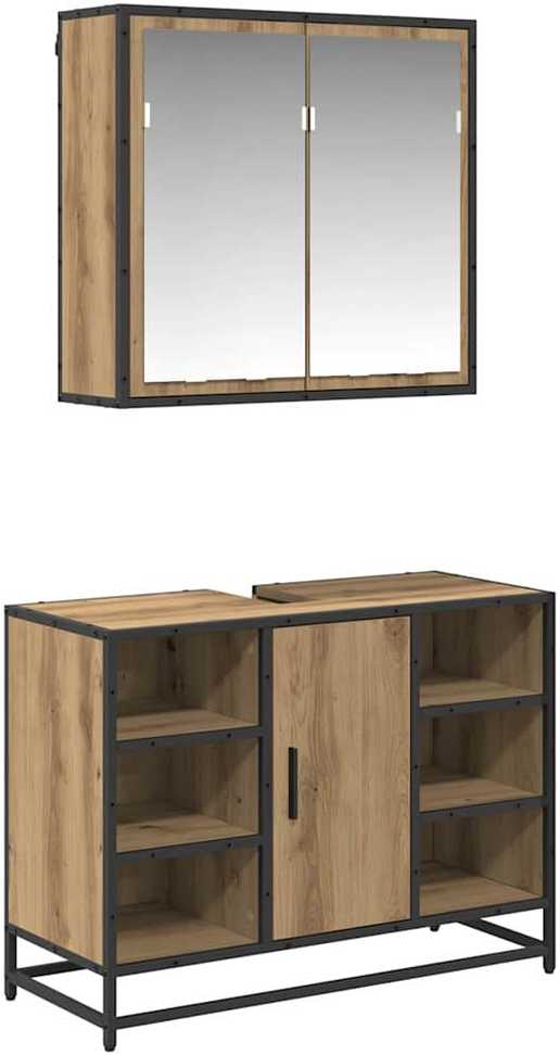 Vonios baldų rinkinys 2 vnt. Amatininkų ąžuolas 80 x 33 x 60 cm