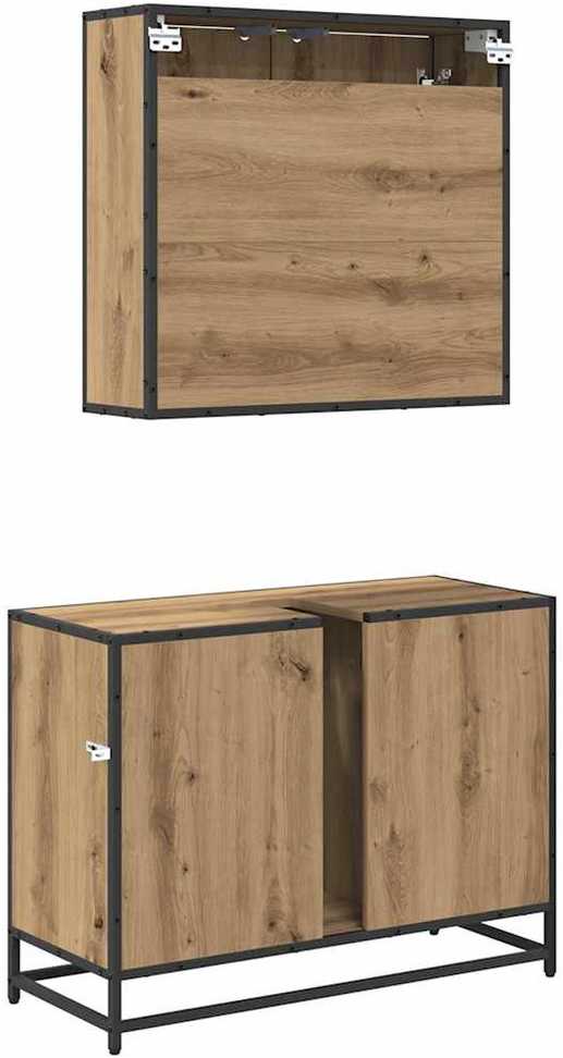 Vonios baldų rinkinys 2 vnt. Amatininkų ąžuolas 80 x 33 x 60 cm