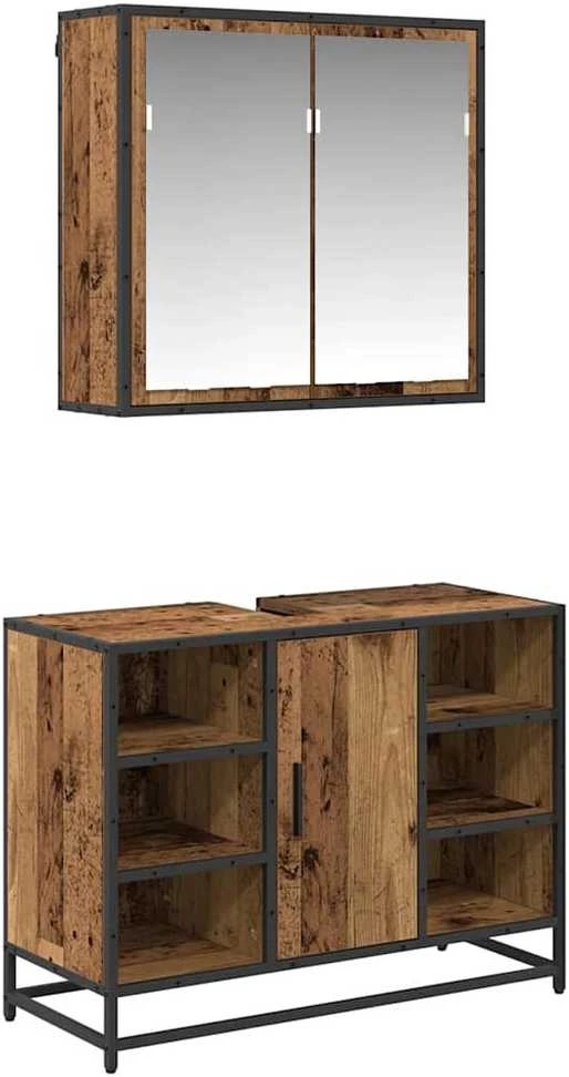 Vonios baldų rinkinys 2 vnt. Senovinis medis 80 x 33 x 60 cm