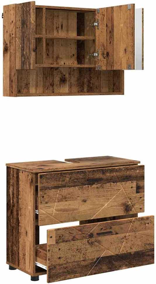 Vonios baldų rinkinys 2 vnt. Senovinis medis 76,5 x 35 x 64 cm