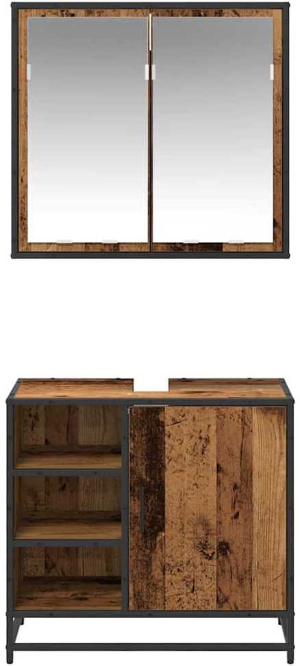 Vonios baldų rinkinys 2 vnt. Senovinis medis 65 x 33 x 60 cm