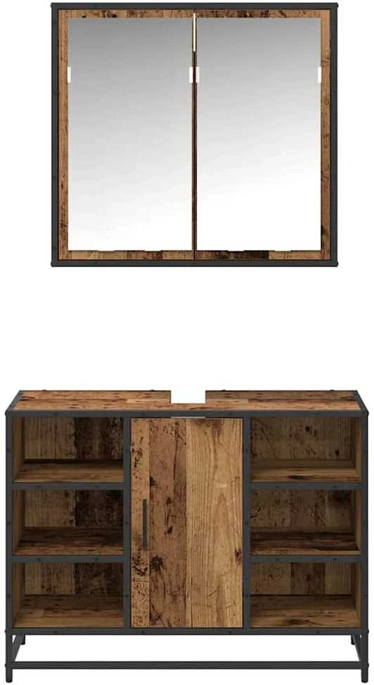 Vonios baldų rinkinys 2 vnt. Senovinis medis 80 x 33 x 60 cm