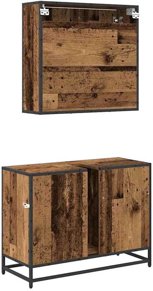 Vonios baldų rinkinys 2 vnt. Senovinis medis 80 x 33 x 60 cm