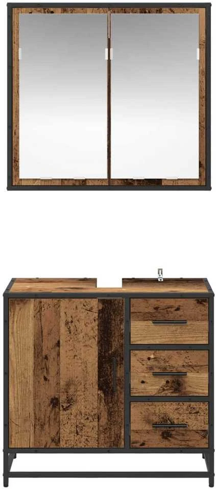 Vonios baldų rinkinys 2 vnt. Senovinis medis 65 x 33 x 60 cm