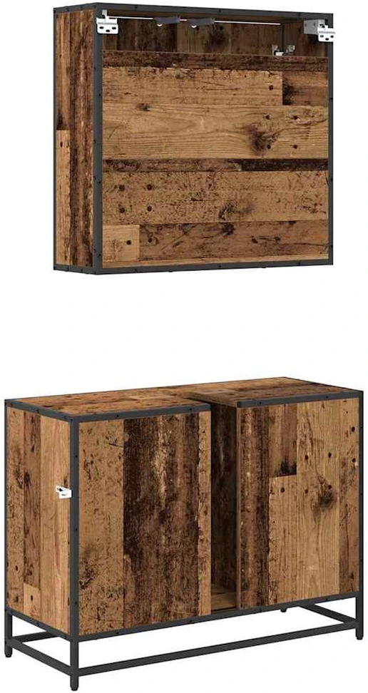 Vonios baldų rinkinys 2 vnt. Senovinis medis 80 x 33 x 60 cm