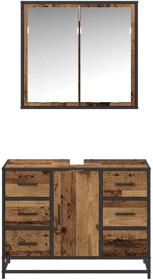 Vonios baldų rinkinys 2 vnt. Senovinis medis 80 x 33 x 60 cm
