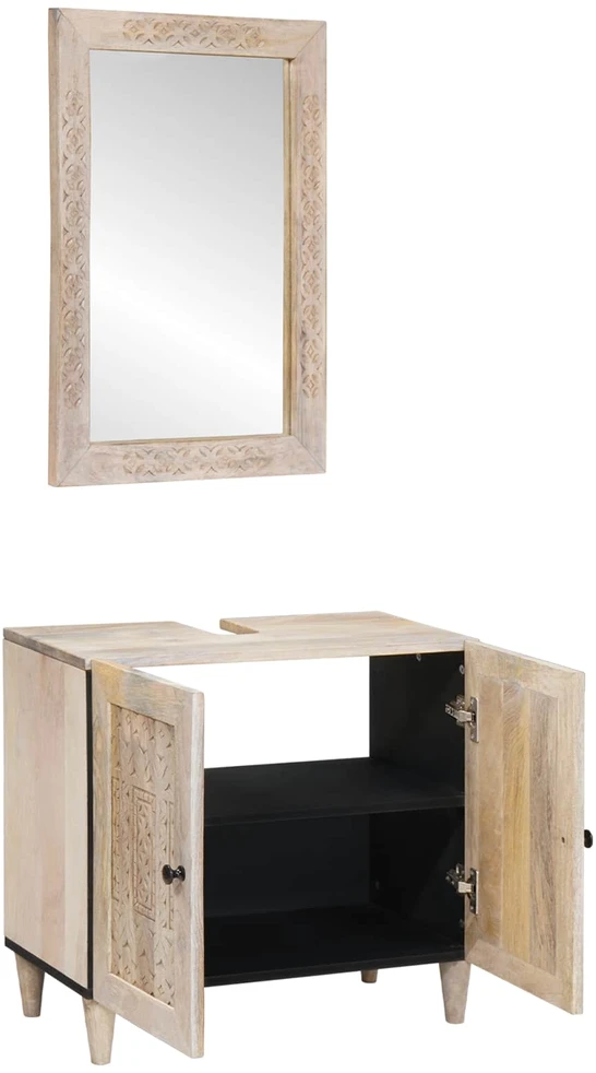 Vonios baldų rinkinys 2 vnt. Balta 62 x 33 x 58 cm
