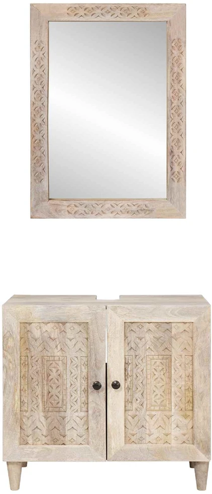 Vonios baldų rinkinys 2 vnt. Balta 62 x 33 x 58 cm
