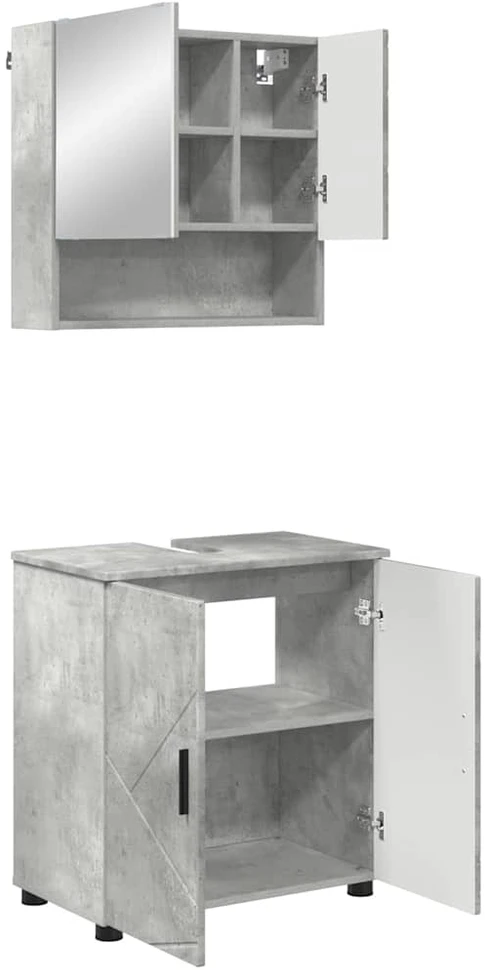 Vonios baldų rinkinys 2 vnt. Betono pilka 61 x 35 x 64 cm