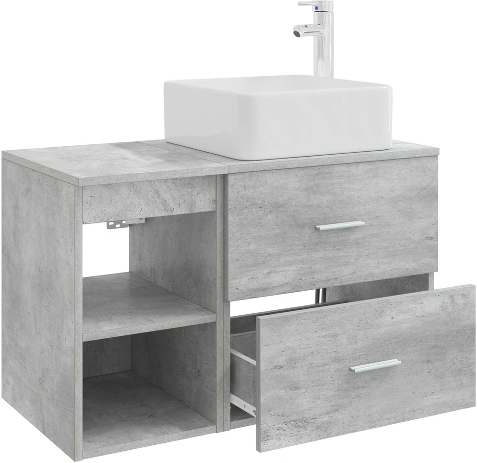 Vonios spintos komplektas 2 vnt. Betono pilka 83 x 35 x 80 cm