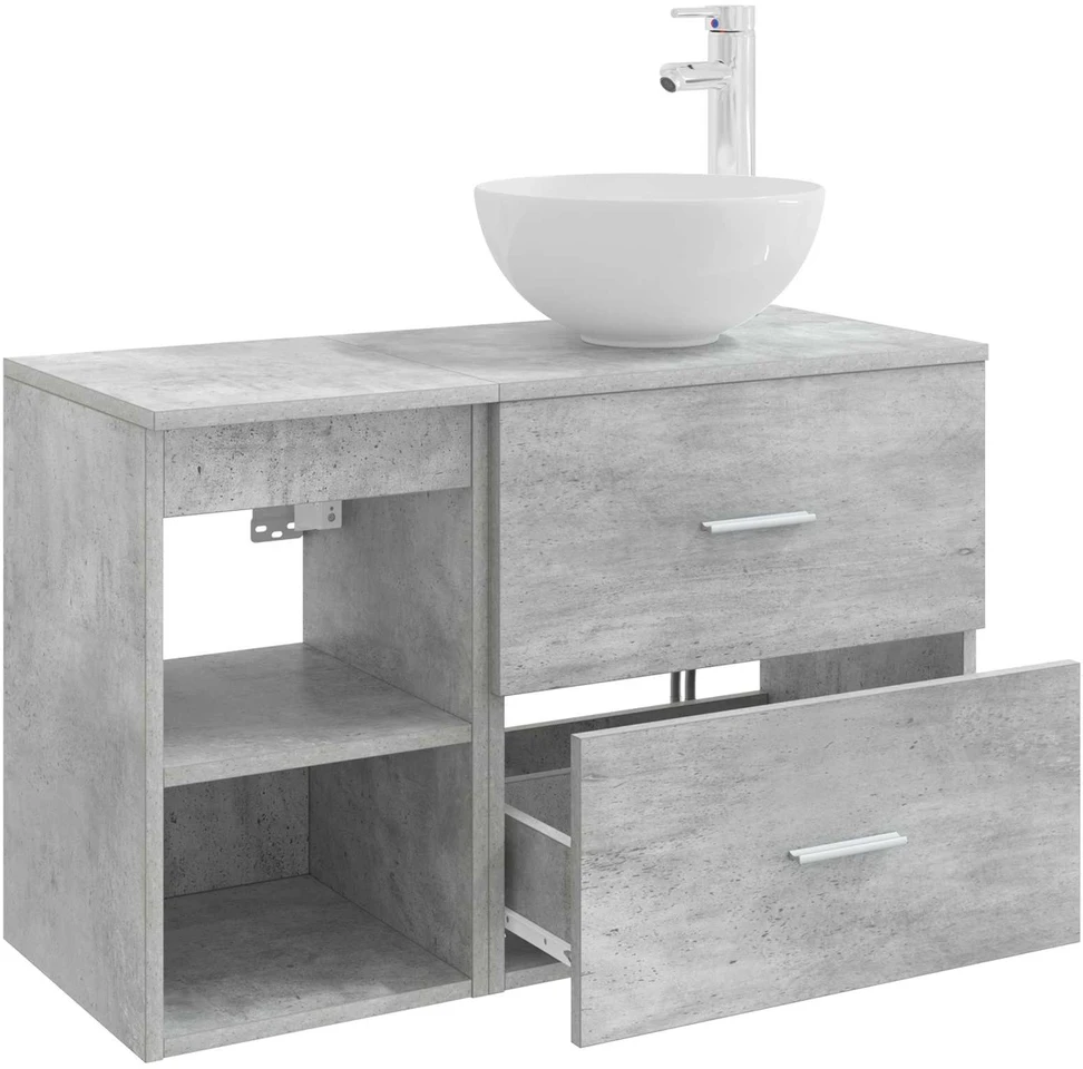 Vonios spintos komplektas 2 vnt. Betono pilka 79,5 x 41 x 80 cm
