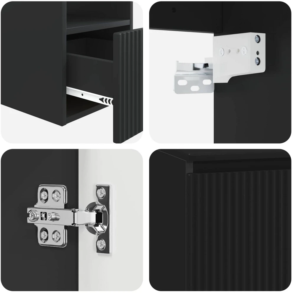 Vonios baldų rinkinys 2 vnt. Juoda Apdirbta mediena