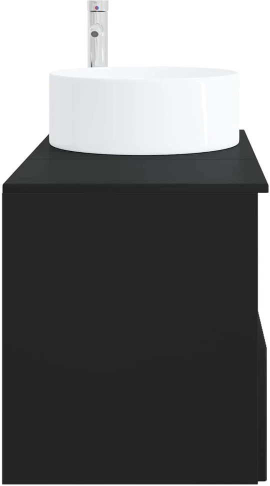 Vonios baldų rinkinys 2 vnt. Juoda Apdirbta mediena