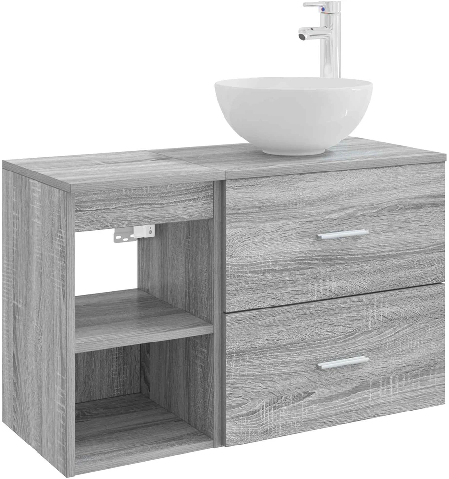 Vonios spintos komplektas 2 vnt. Pilka Sonoma 79,5 x 41 x 80 cm