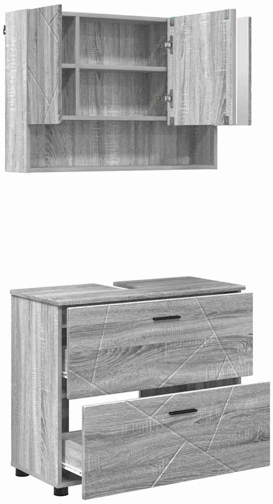 Vonios baldų rinkinys 2 vnt. Pilkas Sonoma 76,5 x 35 x 64 cm