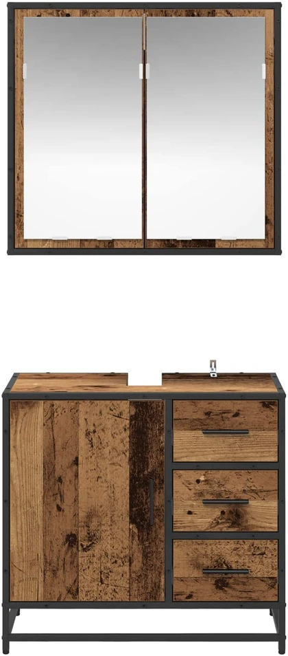 Vonios baldų rinkinys 2 vnt. Senovinis medis 65 x 33 x 60 cm