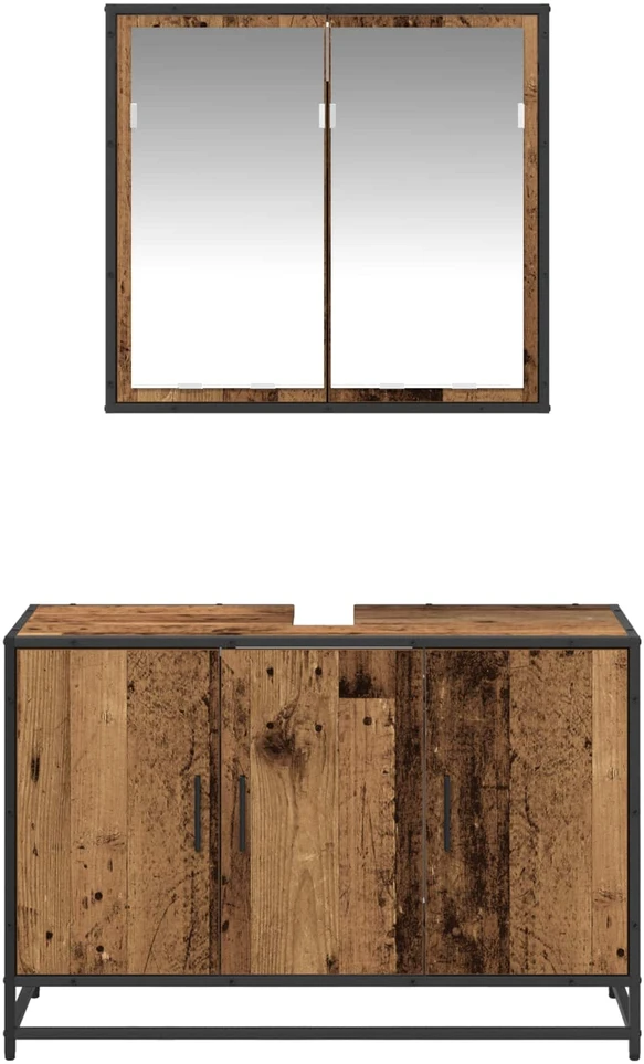 Vonios baldų rinkinys 2 vnt. Senovinis medis 90 x 33 x 60 cm