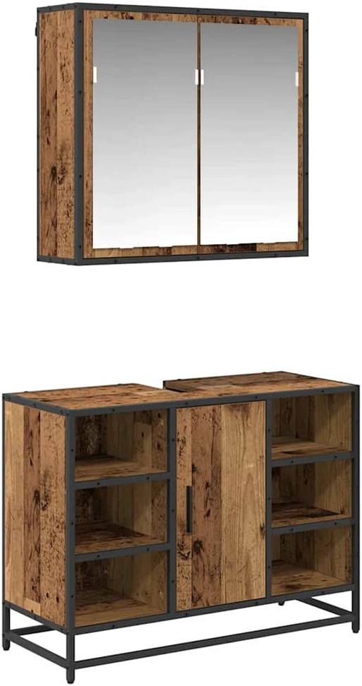 Vonios baldų rinkinys 2 vnt. Senovinis medis 80 x 33 x 60 cm