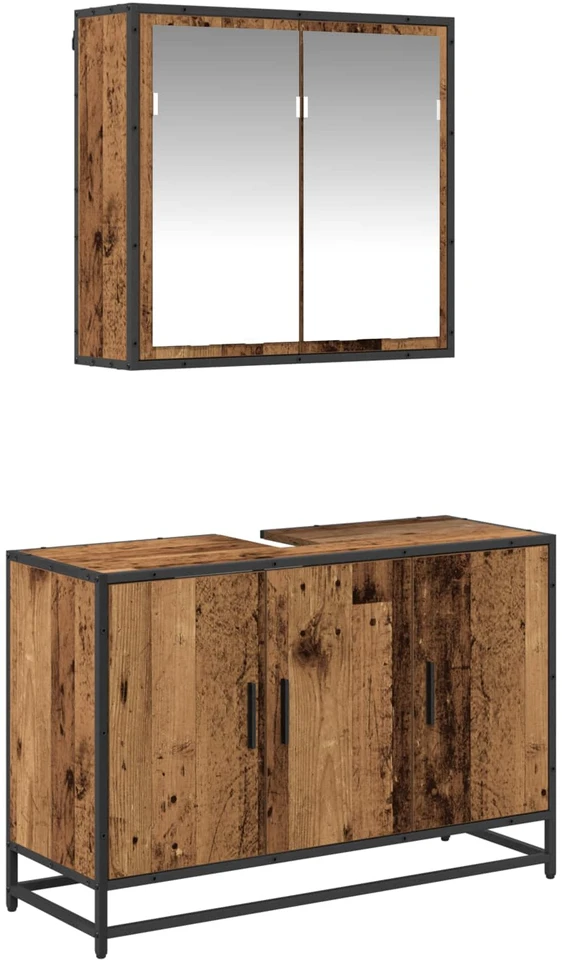 Vonios baldų rinkinys 2 vnt. Senovinis medis 90 x 33 x 60 cm