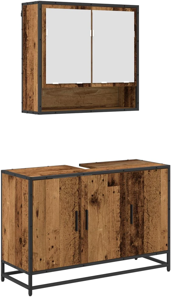Vonios baldų rinkinys 2 vnt. Senovinis medis 90 x 33 x 60 cm