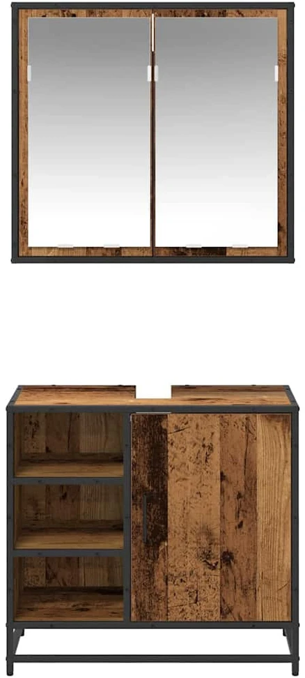 Vonios baldų rinkinys 2 vnt. Senovinis medis 65 x 33 x 60 cm