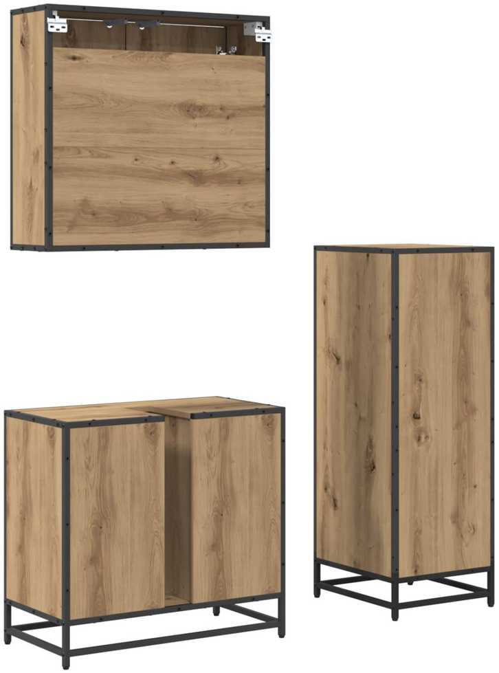 Vonios baldų rinkinys 3 vnt. Amatininkų ąžuolas 65 x 33 x 60 cm