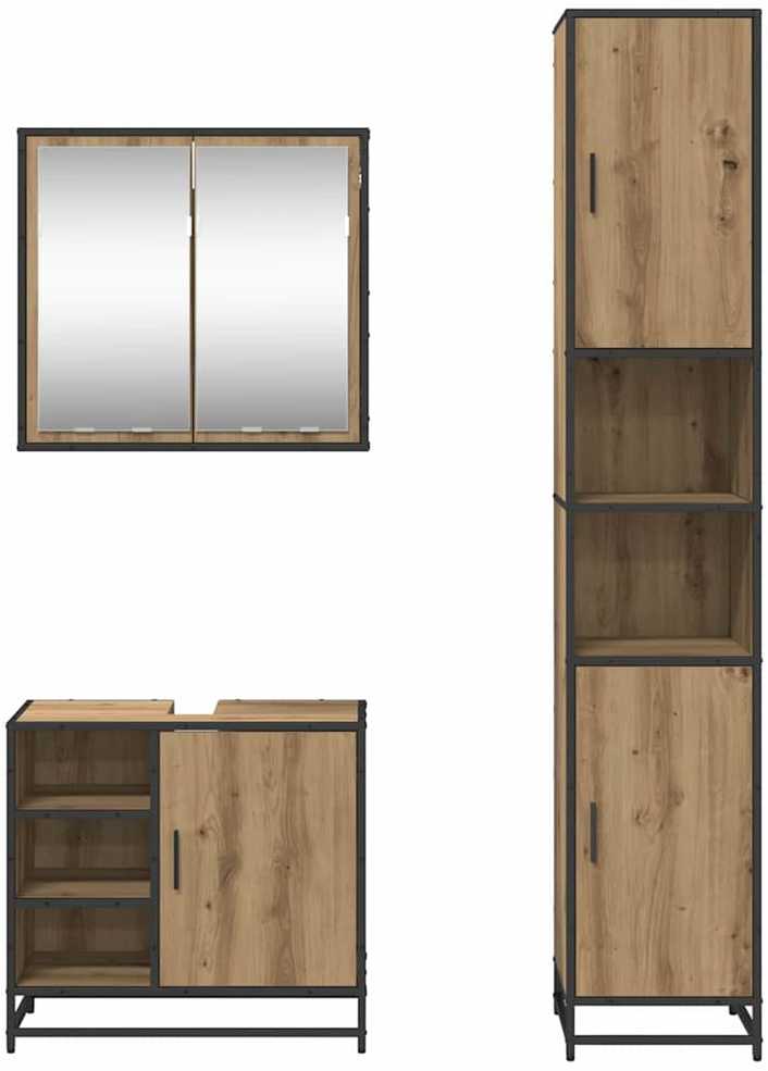 Vonios baldų rinkinys 3 vnt. Amatininkų ąžuolas 65 x 33 x 60 cm