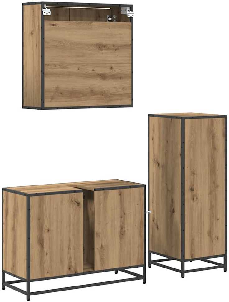 Vonios baldų rinkinys 3 vnt. Amatininkų ąžuolas 80 x 33 x 60 cm