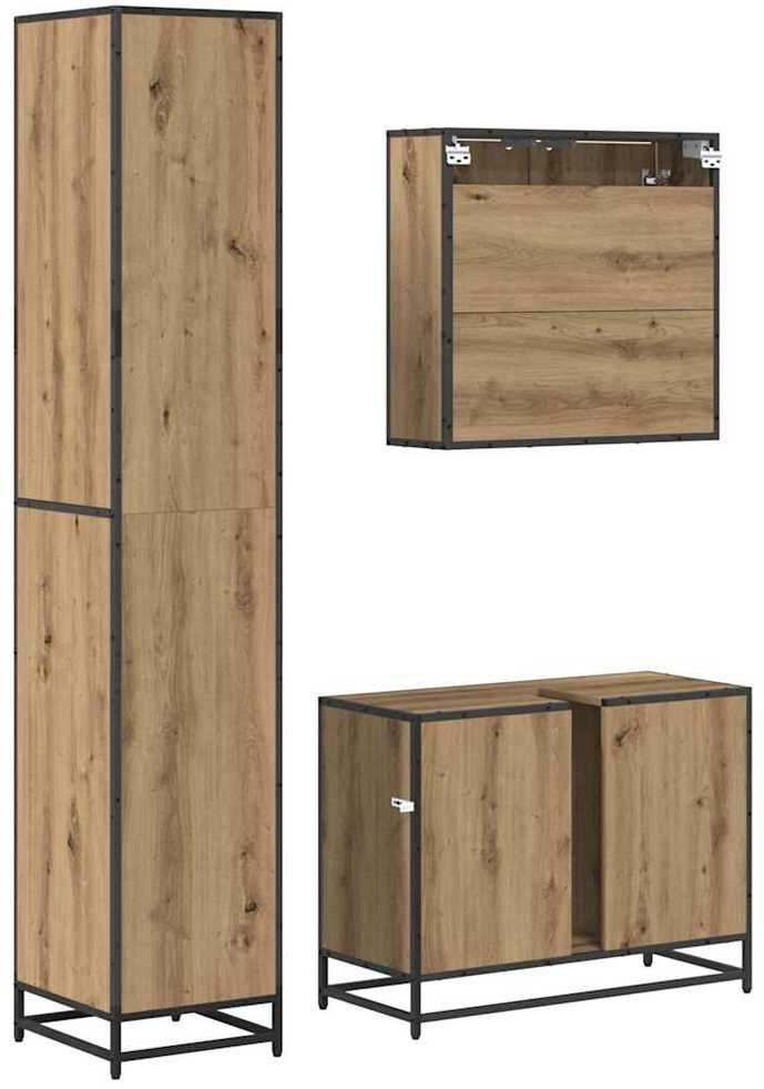 Vonios baldų rinkinys 3 vnt. Amatininkų ąžuolas 80 x 33 x 60 cm