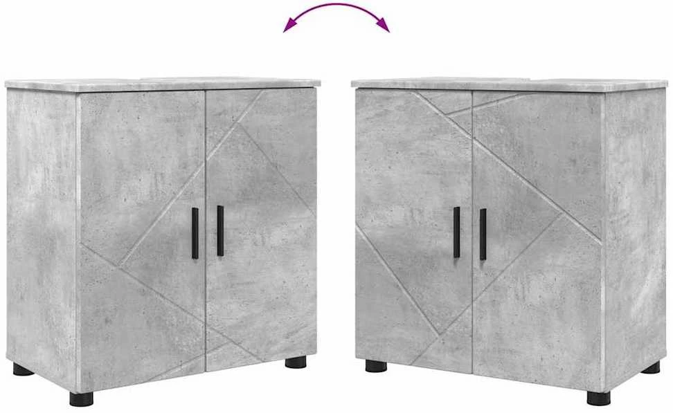 Vonios baldų rinkinys 3 vnt. Betono pilka 61 x 35 x 64 cm