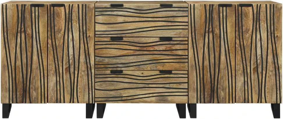 Šoninė spintelė 3 vnt. Natūrali 180 x 33 x 75 cm