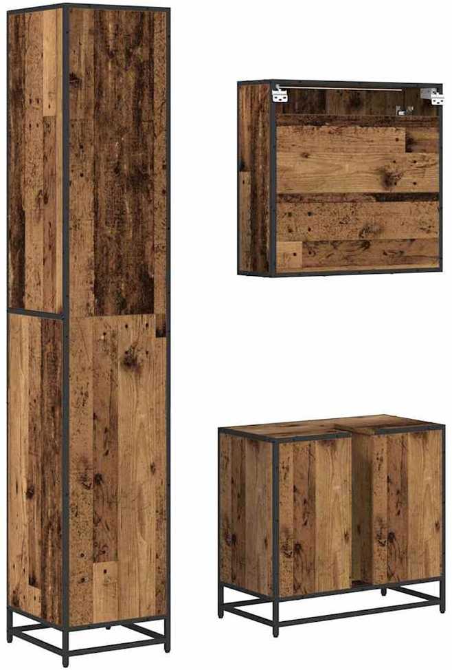 Vonios baldų rinkinys 3 vnt. Senovinis medis 65 x 33 x 60 cm