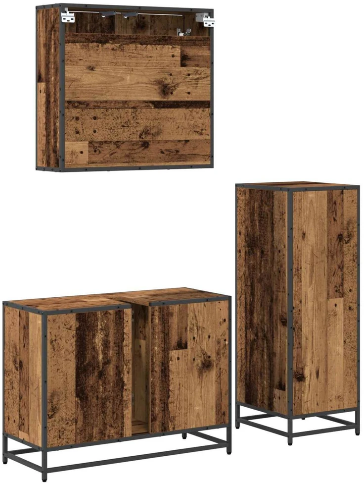 Vonios baldų rinkinys 3 vnt. Senovinis medis 80 x 33 x 60 cm