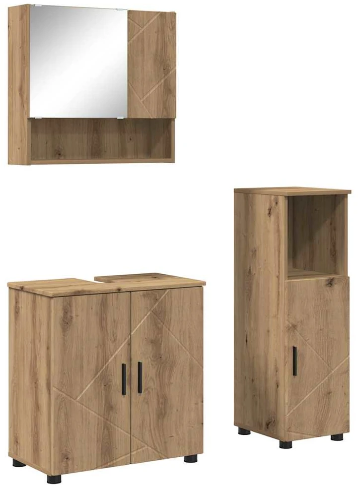 Vonios baldų rinkinys 3 vnt. Amatininkų ąžuolas 61 x 35 x 64 cm
