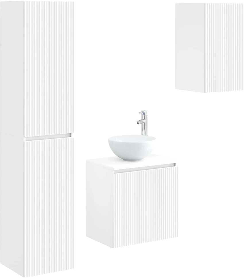 Vonios spintos komplektas 3 vnt. Balta 33 x 34,5 x 160 cm