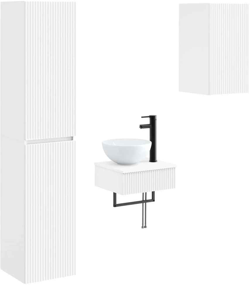 Vonios baldų rinkinys 3 vnt. Balta 33 x 34,5 x 160 cm