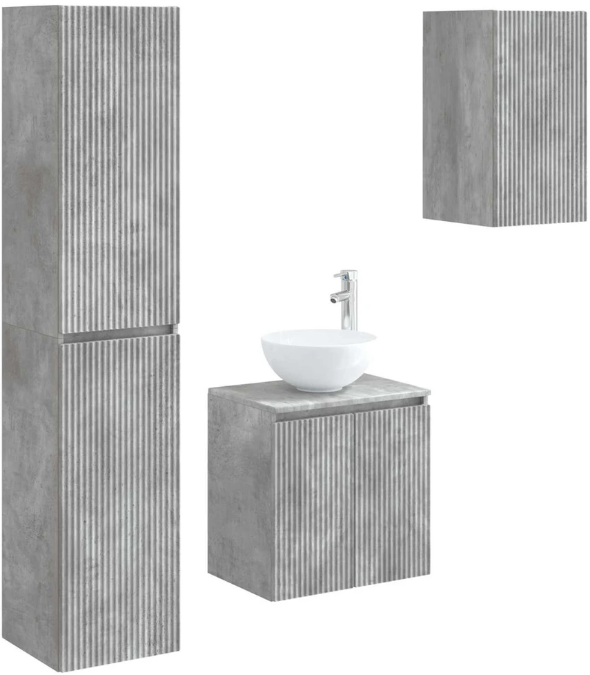 Vonios baldų rinkinys 3 vnt. Betono pilka 33 x 34,5 x 160 cm