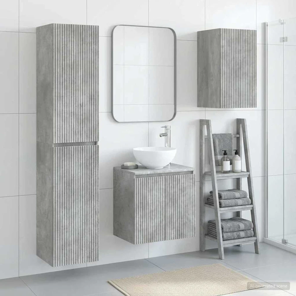 Vonios baldų rinkinys 3 vnt. Betono pilka 33 x 34,5 x 160 cm