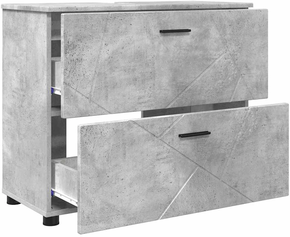 Vonios baldų rinkinys 3 vnt. Betono pilka 76,5 x 35 x 64 cm