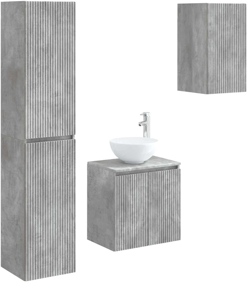 Vonios baldų rinkinys 3 vnt. Betono pilka 33 x 34,5 x 160 cm