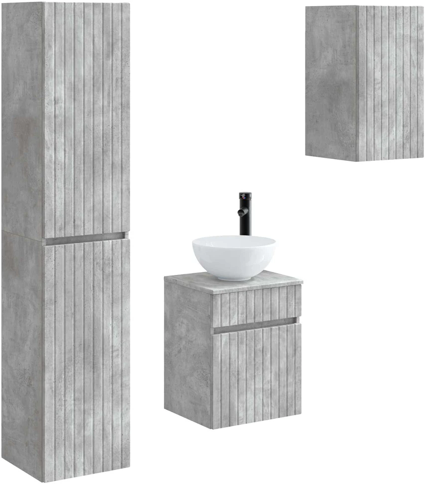 Vonios baldų rinkinys 3 vnt. Betono pilka 33 x 34,5 x 160 cm